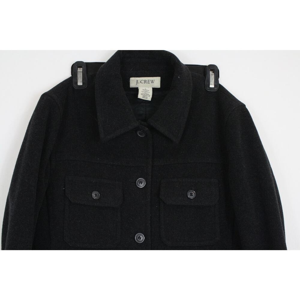 J Crew Wool Shirt Jacket Womens Small Black Quilted Thinsulate Lined Chore Coat - Picture 2 of 7